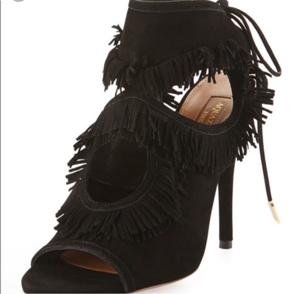 Aquazzura Firenze Sexy Fringe Suede Heel Size US 6.5 - Picture 2 of 11